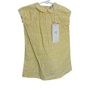 Moon et miel yellow and white collar dress 100% cotton ￼NWT